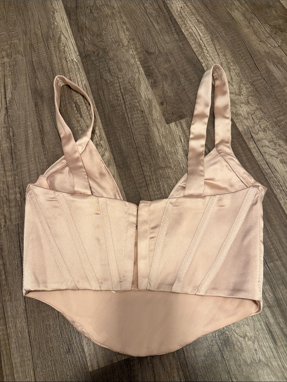 NWT Zara XS Women’s Blush Pink Satin Corset Bralette - Picture 2 of 5